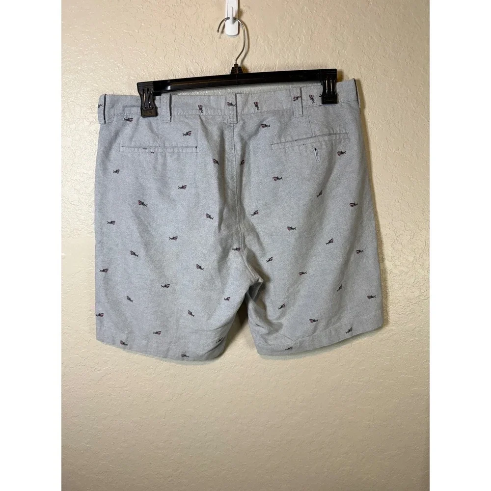 J.Crew Men's 34W Gray Shark Print Chino Shorts Casual Summer